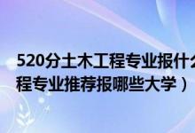 520分土木工程專業(yè)報什么大學(xué)（2022高考520分學(xué)土木工程專業(yè)推薦報哪些大學(xué)）