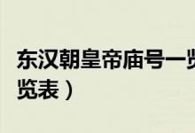 東漢朝皇帝廟號(hào)一覽表（史上最全東漢皇帝一覽表）