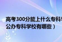 高考300分能上什么?？茖W校（2022年高考200到300分的公辦?？茖W校有哪些）