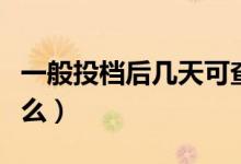 一般投檔后幾天可查錄取情況（查詢方法是什么）