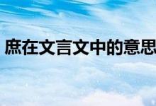 庶在文言文中的意思(庶在文言文中的意思)