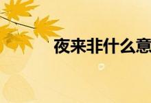 夜來非什么意思（夜來非介紹）
