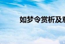 如夢(mèng)令賞析及意思（如夢(mèng)令賞析）