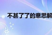 不甚了了的意思解釋（不甚了了的意思）