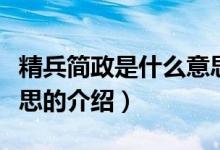 精兵簡政是什么意思（關于精兵簡政是什么意思的介紹）