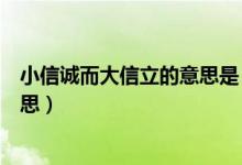 小信誠而大信立的意思是（小信誠則大信立的意思是什么意思）