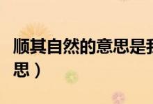 順其自然的意思是我也很無奈(順其自然的意思)