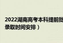 2022湖南高考本科提前批征集志愿錄取時(shí)間從哪天到哪天（錄取時(shí)間安排）