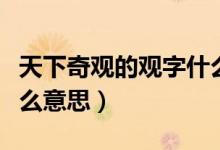 天下奇觀的觀字什么意思(天下奇觀的觀是什么意思)