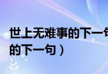 世上無(wú)難事的下一句是什么意思（世上無(wú)難事的下一句）